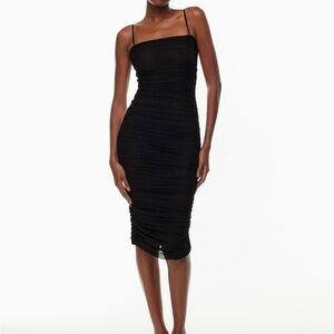 Aritzia Black Asymmetrical Bodycon Midi Dress